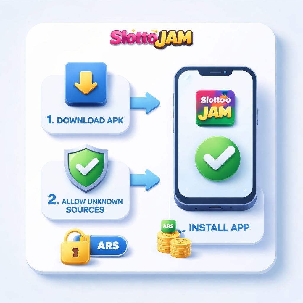 An Argentine player viewing a successful SlottoJAM app installation on a smartphone with a bright confirmation screen.